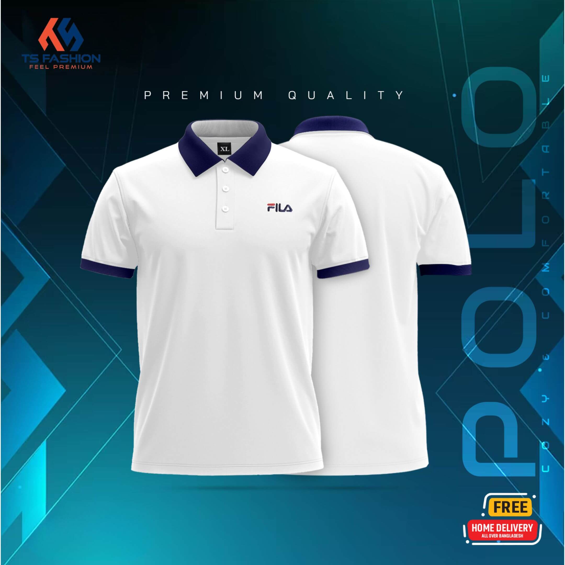 PK Cotton Polo Shirt (Black+White) 2 pcs - Image 3