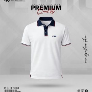 Premium PK Cotton Polo Shirt- White Navy