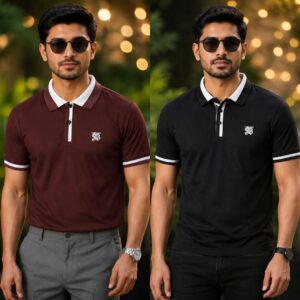 2Pcs Burbery Polo Shirt- Coffee & Black