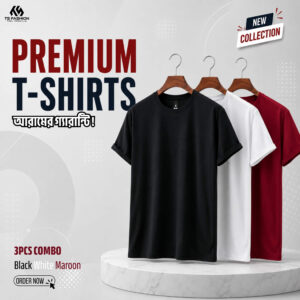 COMBO Premium Cotton T-shirt (Black, Maroon, White)